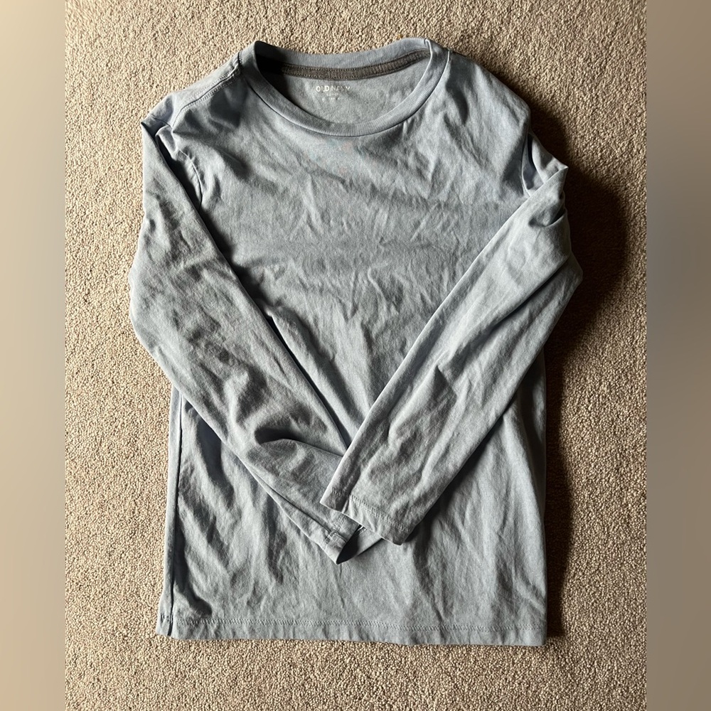 Old Navy Boys Long-Sleeve Crew Neck Shirt — Light Blue Gray